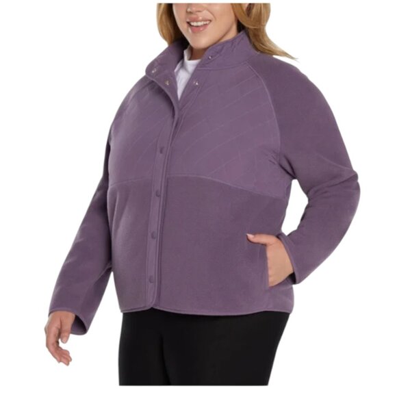 NEW GapFit Mixed Media Fleece Jacket | Purple - Picture 3 of 6